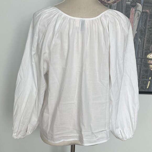 Universal Thread 100% Cotton White Peasant Blouse M - Picture 3 of 5